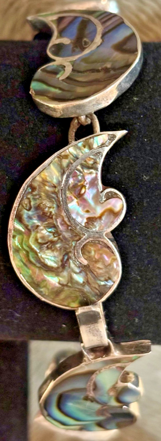 UNIQUE 925 Sterling Silver Abalone Shell Bracelet… - image 2