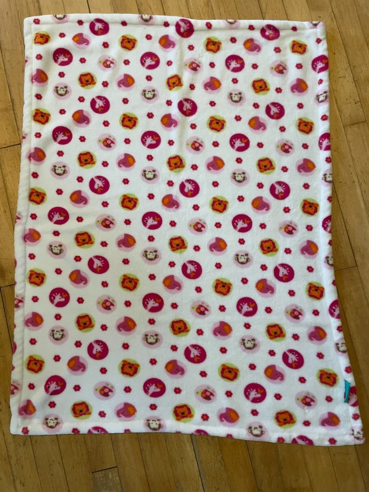 Manta Tiddliwinks Selva Bebé Niña Blanca Rosa Vellón Círculo Flor Safari Foto 4 de 4