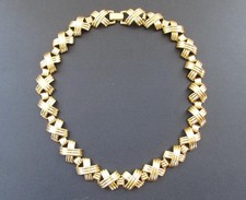 Vintage Signed Napier 1980's Gold Tone X Link Chain Necklace 17"