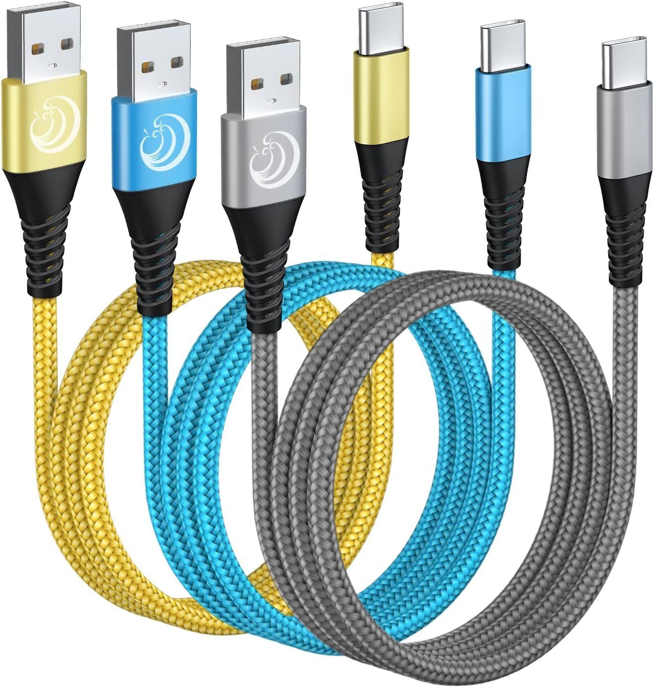 USB C Cable 10FT 3Pack Fast Charging Nylon Braided Long Type C Charger Cable for