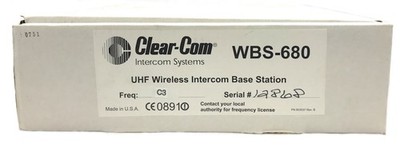 NEW Clear-Com WBS680 2-Channel UHF Wireless Rackmount Intercom Base Station