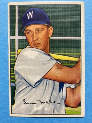 1952 Bowman Sam Mele #15 Washington Senators Baseball Card No Creases Glue Back