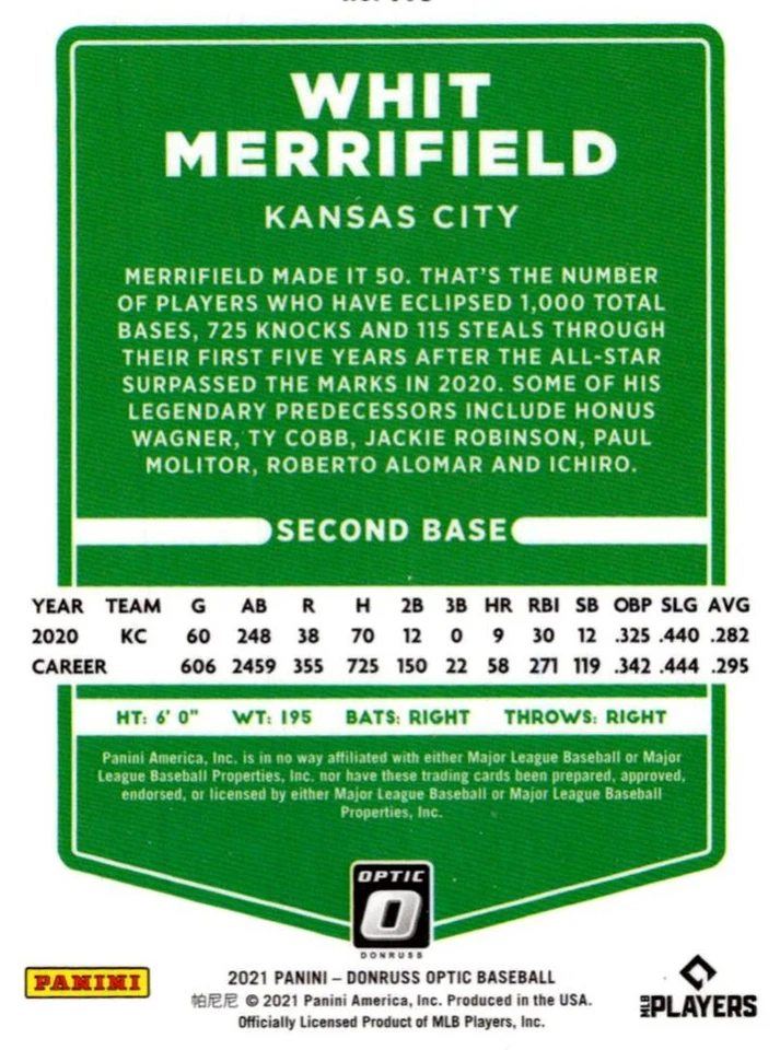 2022 Panini Chronicles Spectra Whit Merrifield Kansas City Royals #1 - Image 2 of 2