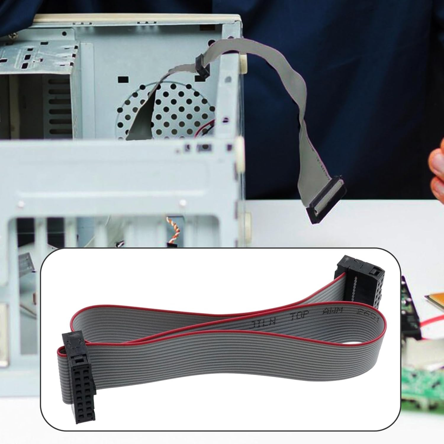 Antrader 30CM 16-Pin IDC Connector Flat Ribbon Cable with Black 2.54Mm FC Dual R