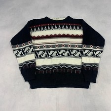 Vintage Knitted Jumper Abstract Patterned Grandad Knit Sweater Men's M
