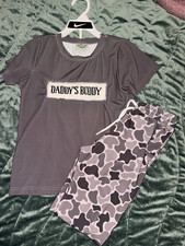 Boys Gray "Daddy's Buddy" T-Shirt  Camo Shorts 2pc Outfit Set Size 5