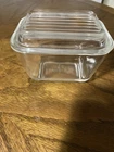 Pyrex Vintage Refrigerator Dish #501-B Clear Glass W Matching Ribbed Lid