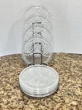 Vintage Paden Glass Co 1940s Dorset Provincial Crystal Luncheon Plates Set Of 8 