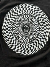 Spitfire Checkered Swirl Black T Shirt Men’s Small Graphic Skateboarding