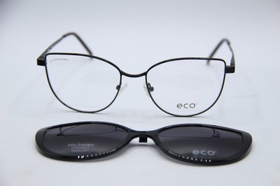 NEW ECO EYEWEAR IVY BLACK GRADIENT CLIP-ON AUTHENTIC FRAMES SUNGLASSES 53-17