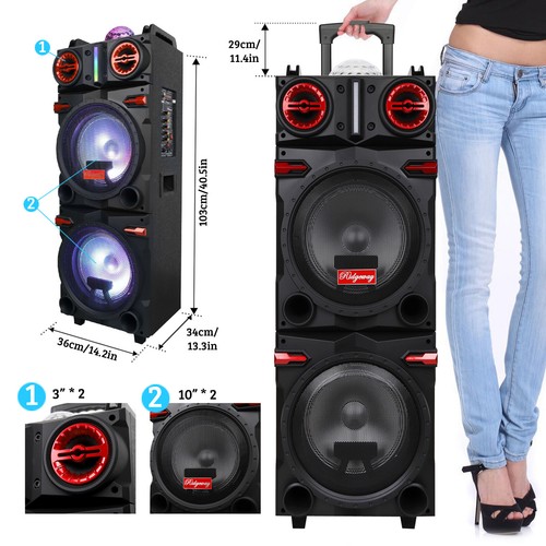4500W Loud Bluetooth Speaker System Dual 10" Woofer Party FM Karaok LED AUX Mic - Picture 6 of 16