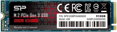 Silicon Power SSD 512GB 3D TLC NAND M.2 2280 PCIe3.0x4 NVMe1.3 P34A80 From Japan