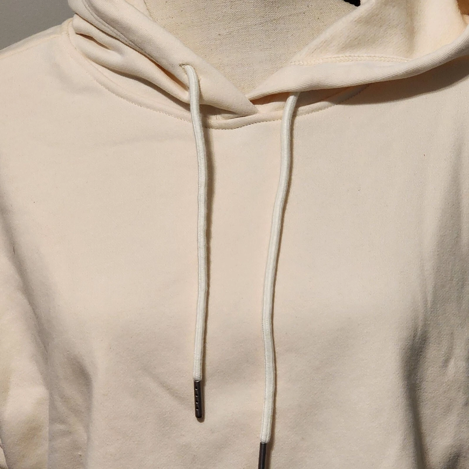 OFF WHITE Felpa con cappuccio Halara tg M donna spalle scoperte coulisse cropped panna