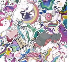 UNICORN Stickers Set A RAINBOWS for Party Treat Bags Vinyl Waterproof Decal