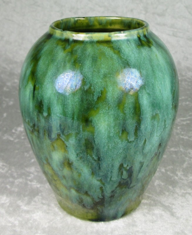 Brush McCoy Green Blue Drip Glaze 050 Vase 6-1/8 inches Tall 5 inch Diameter