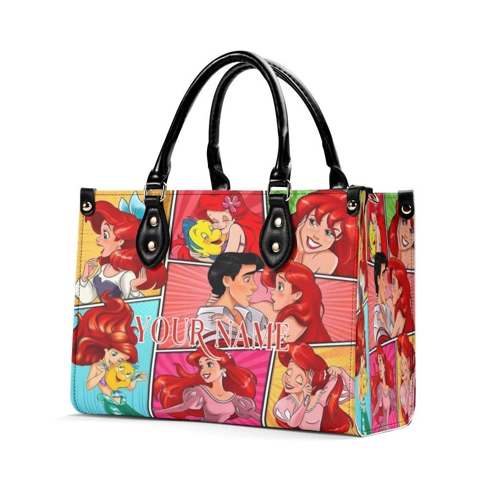 Personalized The Little Mermaid Luxury Women PU Leather Handbag, Disney gift,