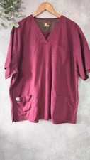 Carhartt Scrub Womens Top Red Burgundy 2XL Pullover Short Sleeve Medical Nursing