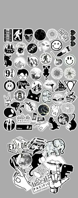   50 Stück Black White / Schwarz weiß / Skater Mix Style Stickerbomb Aufkleber