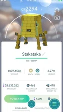 Pokemon Shiny Stakataka - TRA'DE 1 mill Dust GO - Read Description