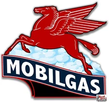 (MOBI-48) 12"  MOBIL MOBILGAS DECAL OIL CAN GAS PUMP GASOLINE