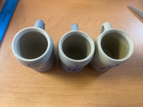 VINTAGE HOFBRAUHAUS "HB" SALT GLAZE BEER STEIN MUGS (1/8L) - SET OF 3 - Picture 2 of 8