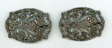 Vintage Antique Pair Steel Cut Shoe Buckles Clips Made In France