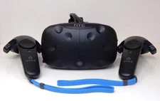 HTC Vive Virtual Reality Headset OPJT100 and Controllers, NO BASE STATION/SENSOR