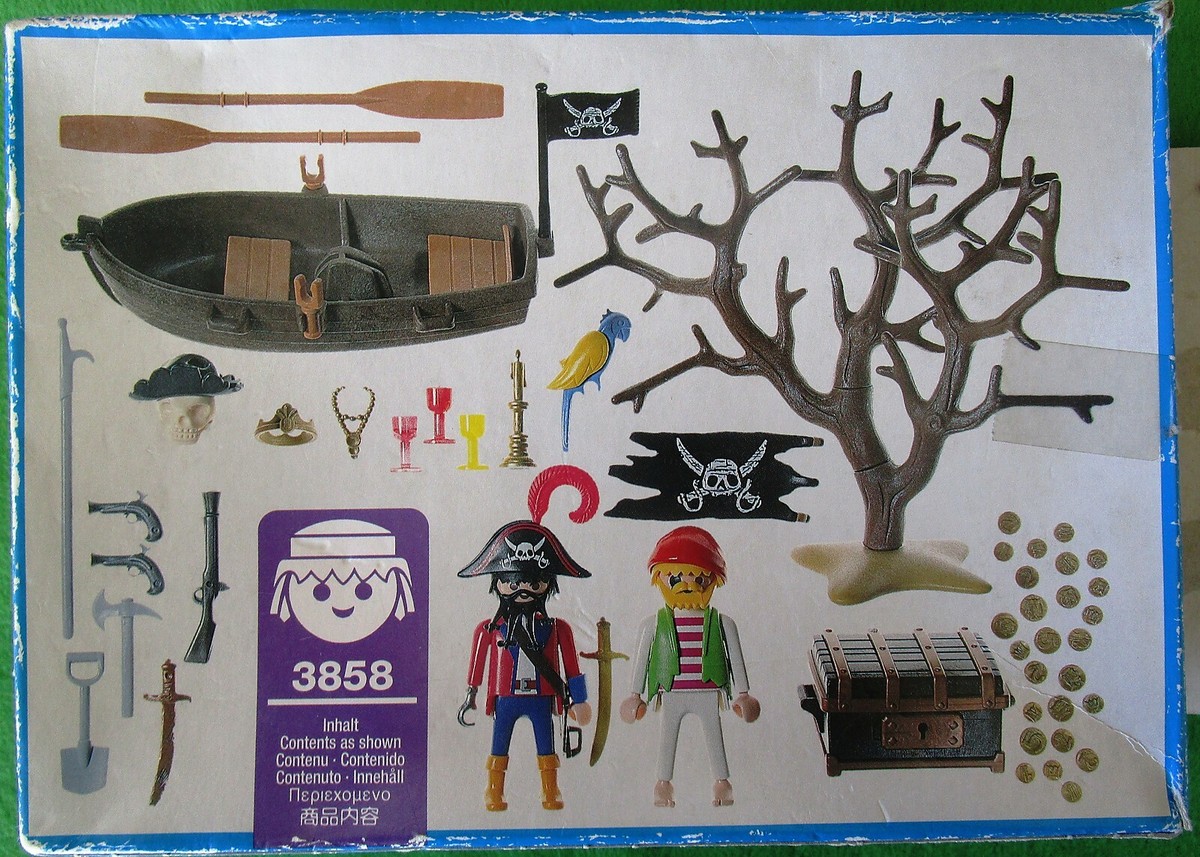 PLAYMOBIL 3858 PIRATE TREASURE ISLAND SET W/2 FIGS & BOX - 1996 | eBay