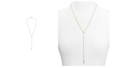 Rebecca Minkoff Crystal Cone Y Necklace (Gold Toned/Crystal