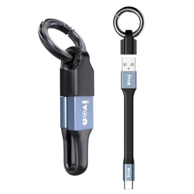 3.1A Max Keychain USB Cable Ultra Short Fast Charging Cord Type-C Data Cable