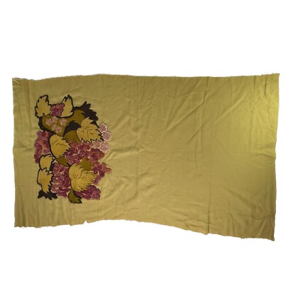 Crewel Floral Embroidery Art Project Unfinished Edges 40'' x 21.5'' Handmade Craft