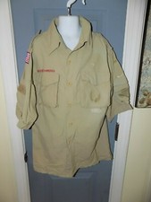 BOY SCOUTS OF AMERICA BROWN 100 SUPPLEX NYLON SS SHIRT SIZE M YOUTH EUC