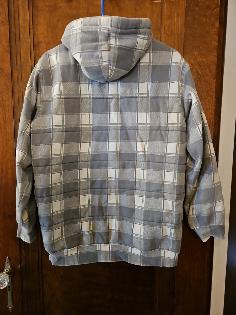 Matix Mens Full Zip Hooded Jacket Gray Buffalo Plaid size