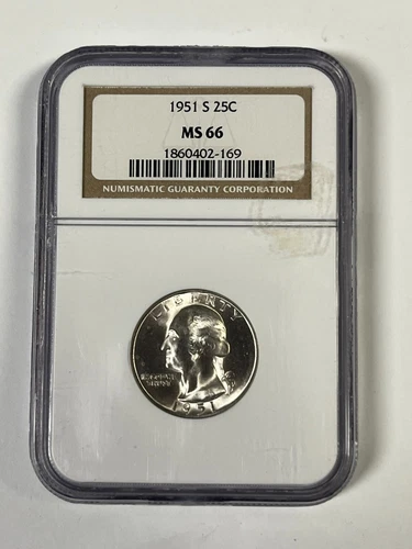 1951 S Washington Quarter 90% Silver 25C NGC MS 66