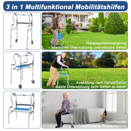 Aufstehhilfe Gehhilfe Gehgestell Gehstock Höhenverstellbar Sitzfläche Bis 180kg - Bild 5 von 13