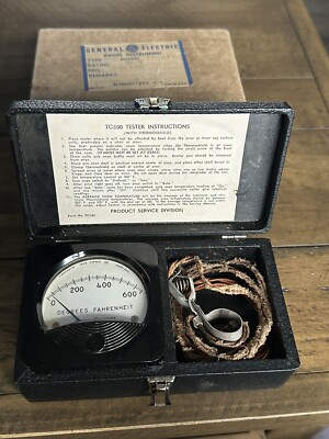 Vintage GENERAL ELECTRIC TC500 METER FAHRENHEIT 0-600 DEGREES In Box T206AD1