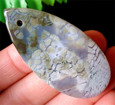 46x24x8mm Natural Old Ocean Jasper Reiki Stone Teardrop Pendant