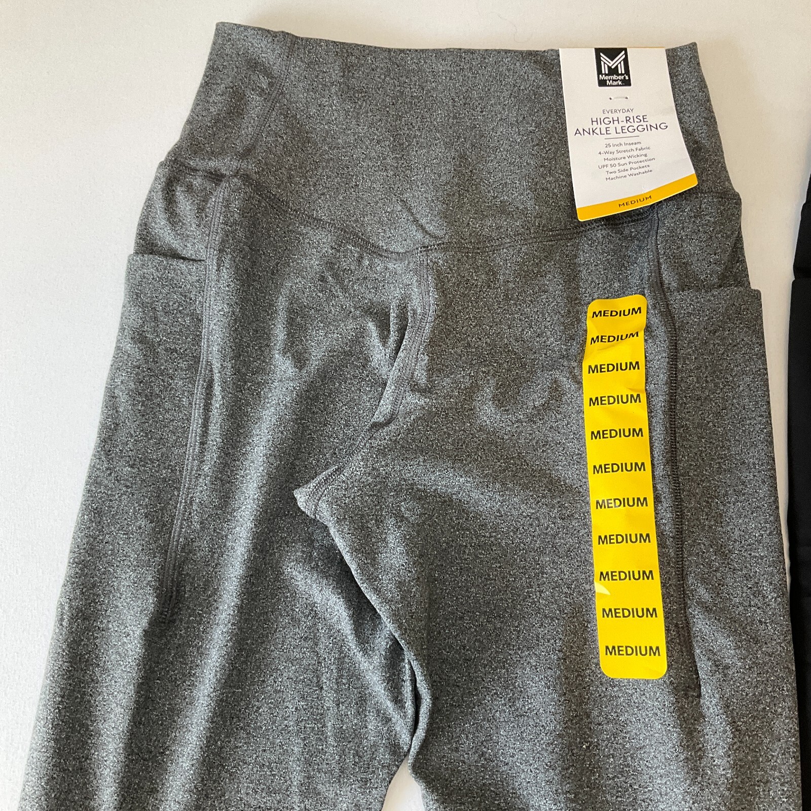 Members Mark Ankle Leggings Womens Size M Black Gray High Rise Stretch 2 Pair