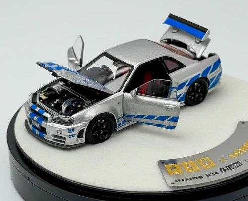 PGM 1:64 Silver Skyline GTR R34 Z-TUNE Fast Engine Model Diecast Metal Car - Picture 10 of 11