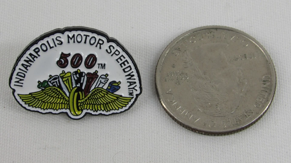 Vintage Retro IMS Logo Lapel Pin Indianapolis Motor Speedway Gold Wings & Wheel - Image 2 of 4