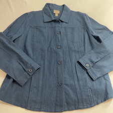 Chico s Blue Linen Jacket Size 3 US XL