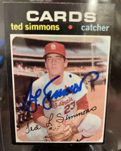 1971 Topps SIGNED TED SIMMONS RC #117 AUTO St. Louis Cardinals HOF ROOKIE BEAUTY