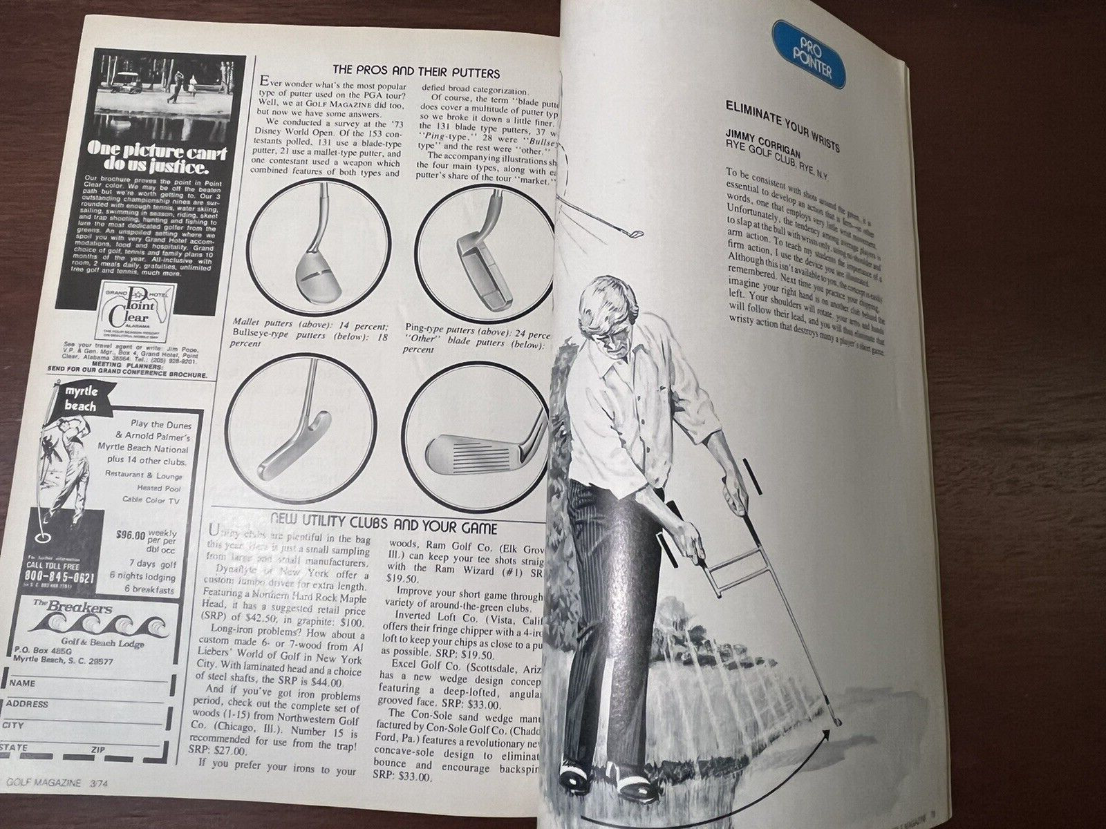 GOLF MAGAZINE March 1974 Equipment Issue - Help For Duffers!