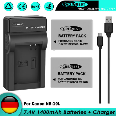 2× NB-10L Akku & Ladegerät Für Canon PowerShot G1X G3 X G15 G16 SX40 HS SX60 HS