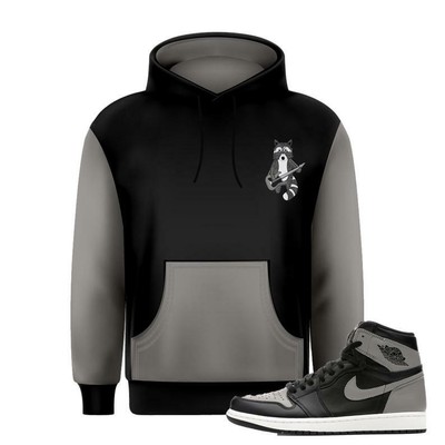 Men S Hoodie 2 Match Air Jordan 1 Retro High Shadow 5550 013 Black Grey Wht Ebay