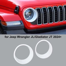 2x White Front Headlight Lamp Cover Trim Stickers For Jeep Wrangler JL JT 2024+
