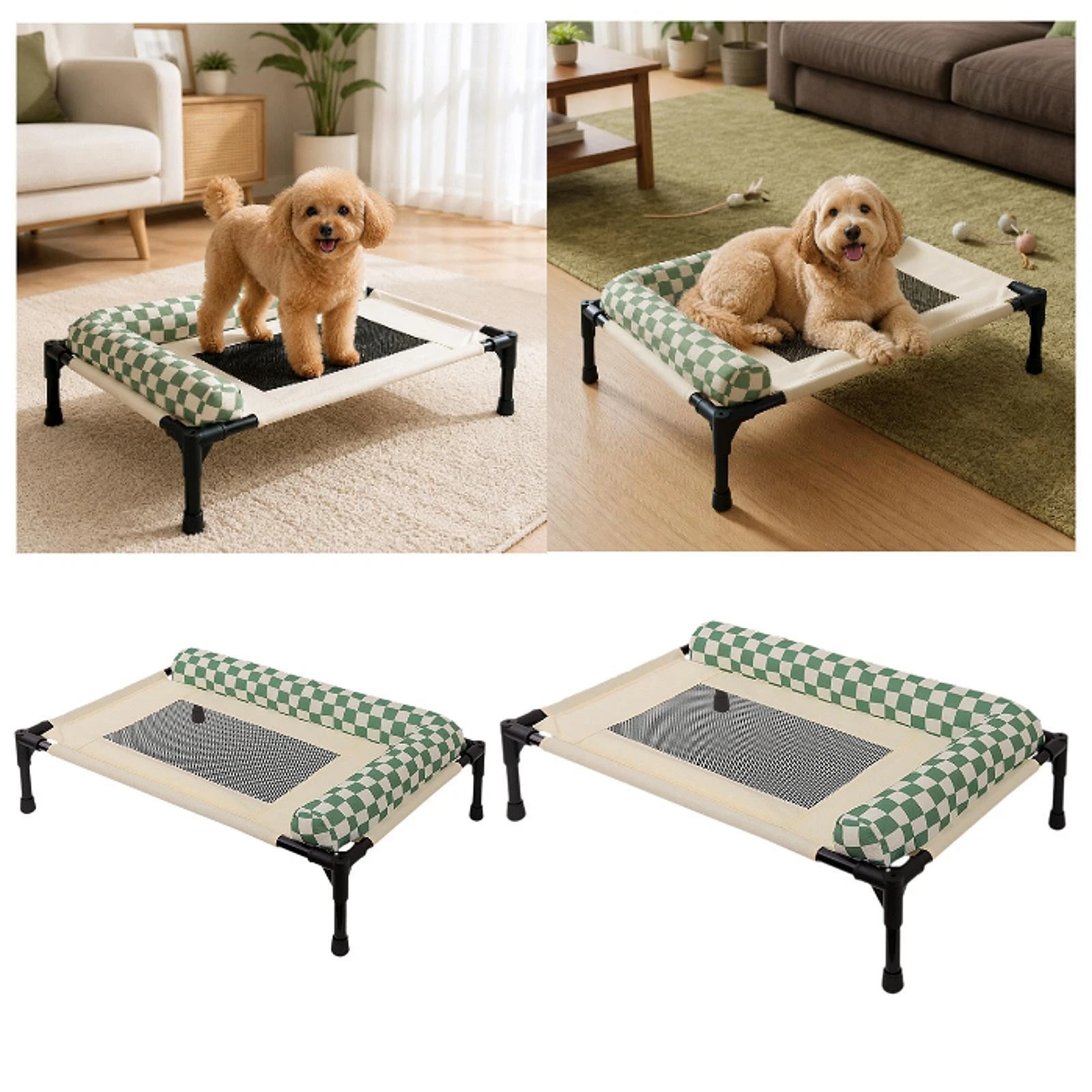 Elevated Pet Bed Dog Cat Bed Indoor Outdoor Portable, Sturdy, with Pillow Cot
