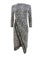 MICHAEL Michael Kors Women's Zebra-Print Asymmetrical Dress (XS, Black/White)