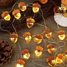 10Ft 30LED Acorn Autumn Decoration String Lights Thanksgiving Decor for Garland