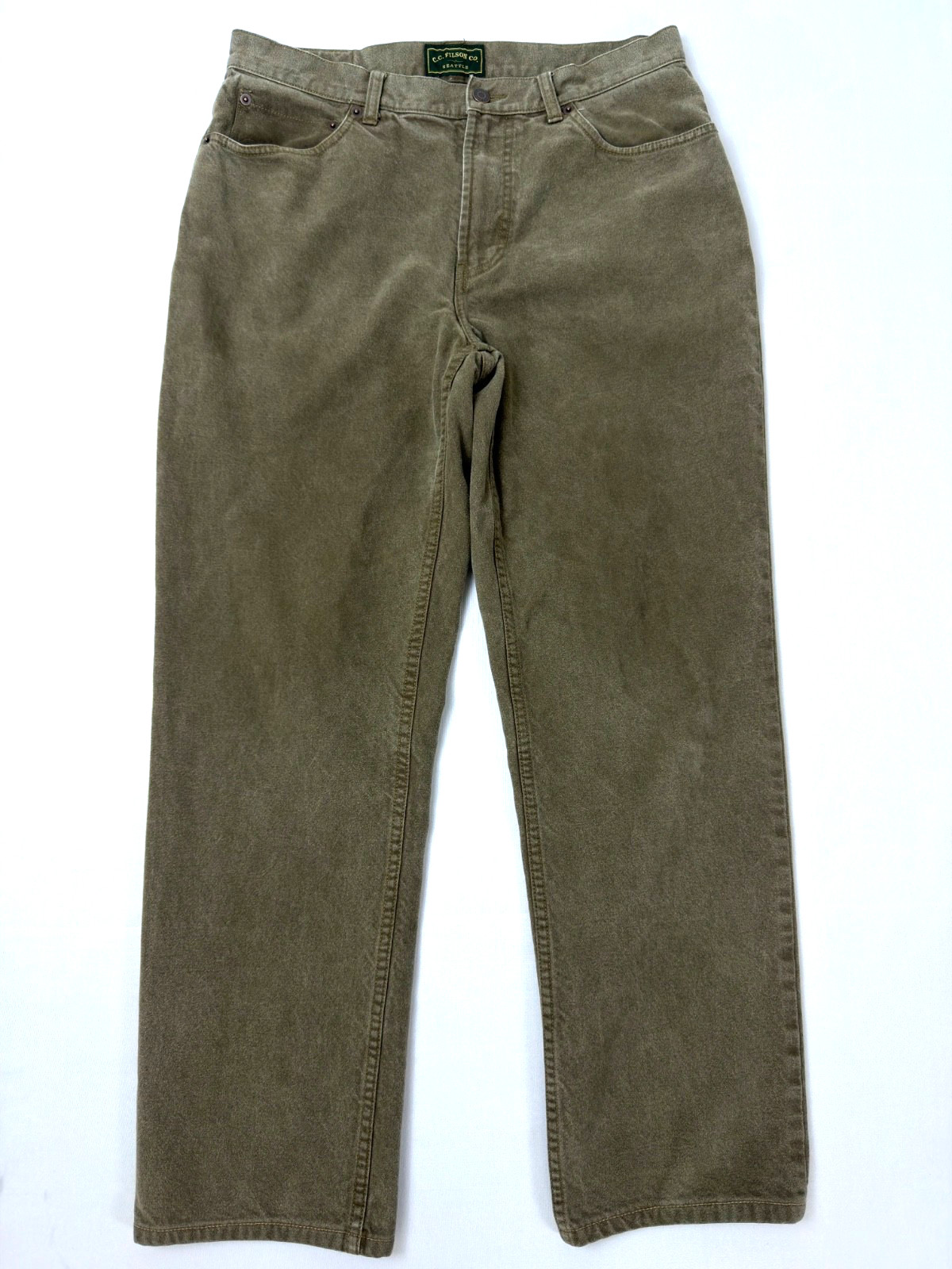Filson Moleskin Pants Men’s 34 Brown Green Heavy Cotton Casual Workwear